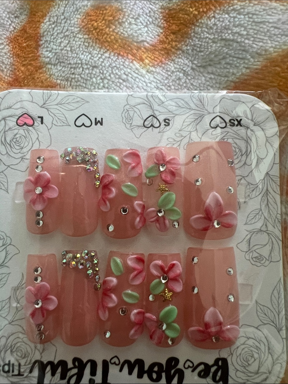 Gorgeous 3D flower Nails size large New.